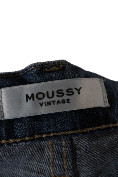 Moussy Womens Straight Jeans Blue Mid Rise Cotton Size 29