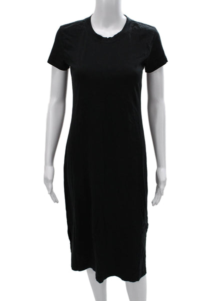 J Crew Womens T-Shirt Dress Black Cotton Short Sleeve Crew Neck Size XS