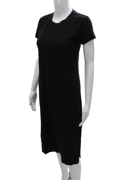 J Crew Womens T-Shirt Dress Black Cotton Short Sleeve Crew Neck Size XS