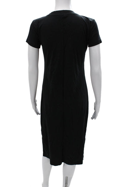 J Crew Womens T-Shirt Dress Black Cotton Short Sleeve Crew Neck Size XS