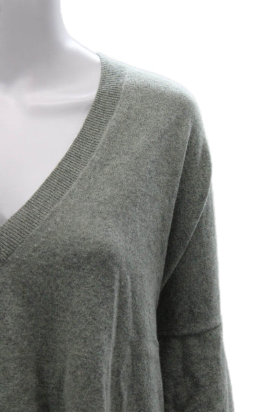 Theory Womens Cashmere V-Neck Pullover Sweater Gray Long Sleeve Size M