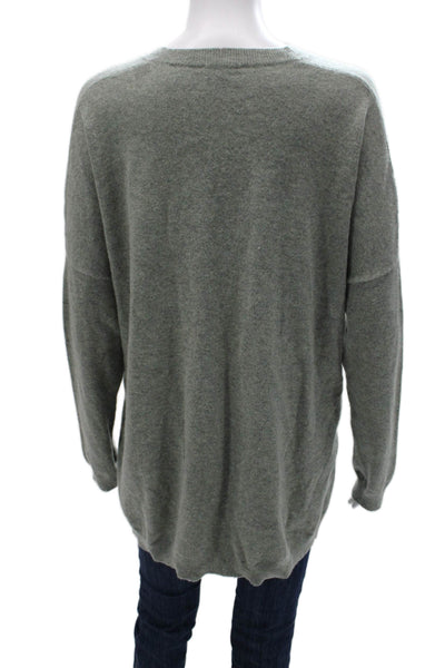 Theory Womens Cashmere V-Neck Pullover Sweater Gray Long Sleeve Size M