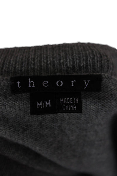 Theory Womens Cashmere V-Neck Pullover Sweater Gray Long Sleeve Size M