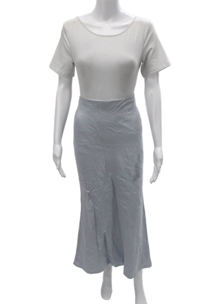 Anthropologie Womens Trumpet Skirt Blue Long Size M