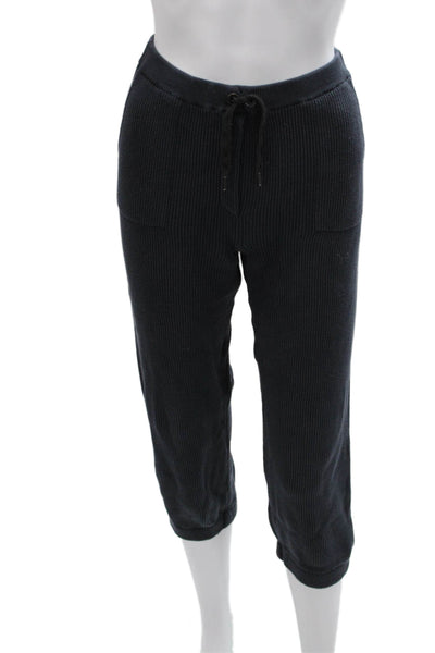 Brunello Cucinelli Women Black Capri Pants Drawstring Cotton Size S