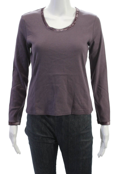 J Jill Womens Basic Long Sleeve Tee Purple Cotton Size XS Petite