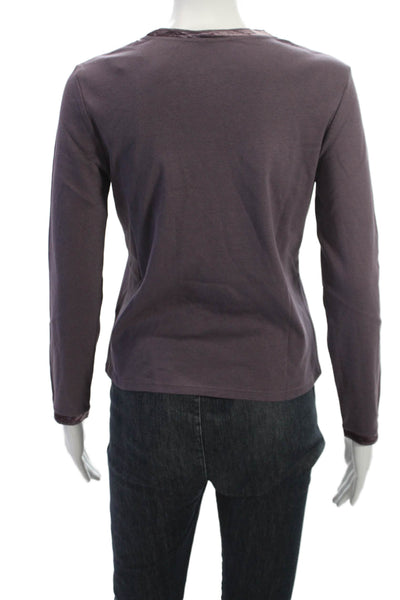 J Jill Womens Basic Long Sleeve Tee Purple Cotton Size XS Petite