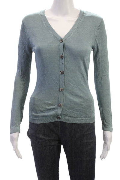 Club Monaco Womens Green V-Neck Rayon Cardigan Long Sleeve Solid Size S