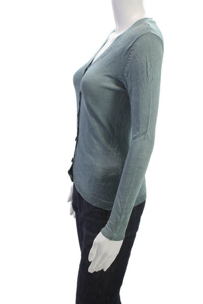 Club Monaco Womens Green V-Neck Rayon Cardigan Long Sleeve Solid Size S