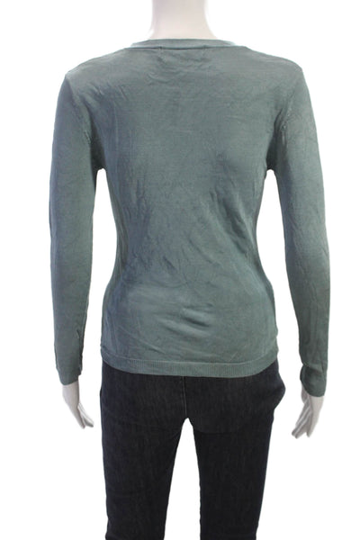 Club Monaco Womens Green V-Neck Rayon Cardigan Long Sleeve Solid Size S