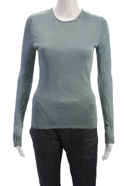 Club Monaco Womens Basic Rayon Crew Neck Long Sleeve T-Shirt Green Size S