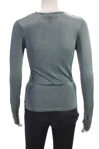Club Monaco Womens Basic Rayon Crew Neck Long Sleeve T-Shirt Green Size S