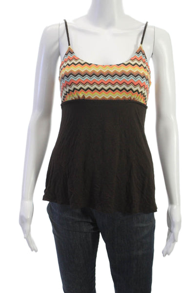 Missoni Women Rayon Chevron Scoop Neck Sleeveless Camisole Brown Pullover Size S