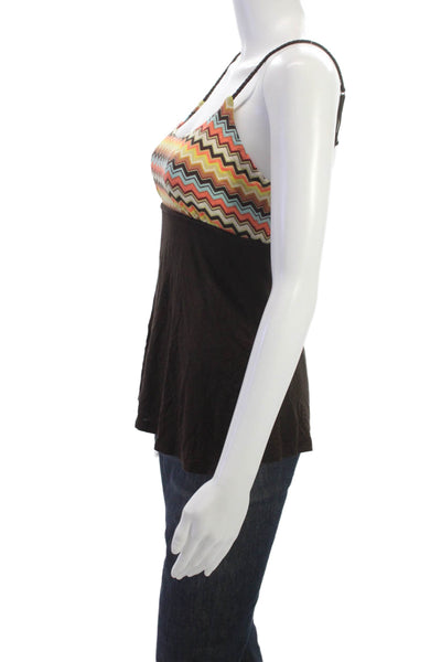 Missoni Women Rayon Chevron Scoop Neck Sleeveless Camisole Brown Pullover Size S