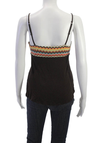 Missoni Women Rayon Chevron Scoop Neck Sleeveless Camisole Brown Pullover Size S