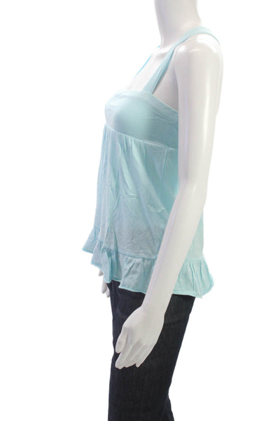 J Crew Women Blue 100% Cotton Square Neck Sleeveless Basic Tank Size XS