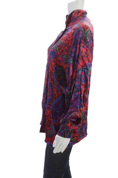 Escada Margaretha Ley Womens Silk Paisley Tunic Blouse Long Sleeve Size 42