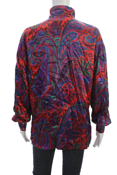 Escada Margaretha Ley Womens Silk Paisley Tunic Blouse Long Sleeve Size 42