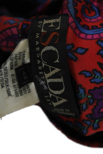 Escada Margaretha Ley Womens Silk Paisley Tunic Blouse Long Sleeve Size 42