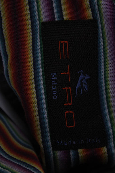 Etro Mens Buttoned Down Cotton Striped Long Sleeve Multicolor Size S