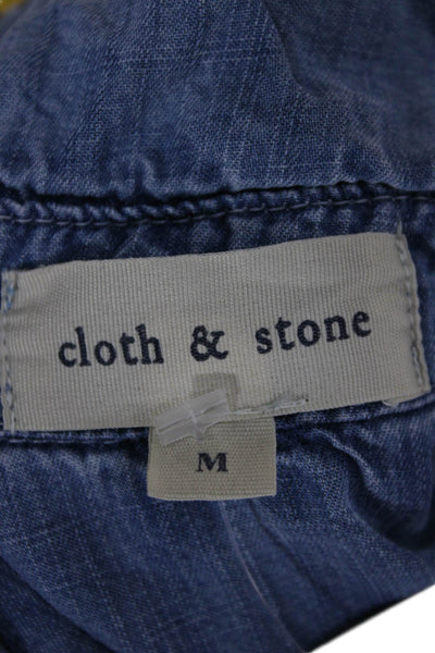 Cloth & Stone Womens Collared Tencel Button Up Top Blue Long Sleeve Size M