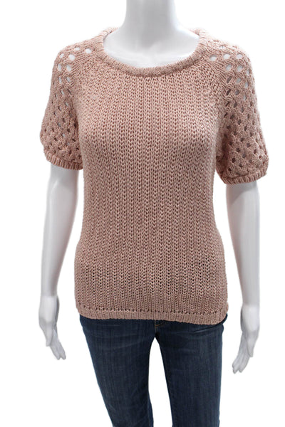Peserico Womens Basic T Shirt Pink Cotton Short Sleeve Round Neck Size 46