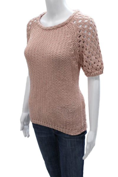 Peserico Womens Basic T Shirt Pink Cotton Short Sleeve Round Neck Size 46
