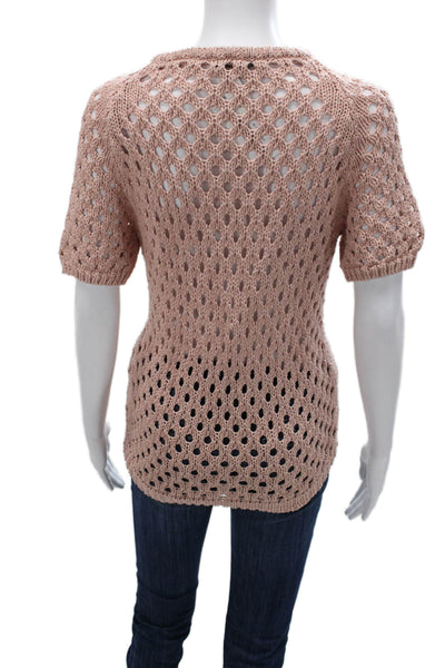 Peserico Womens Basic T Shirt Pink Cotton Short Sleeve Round Neck Size 46