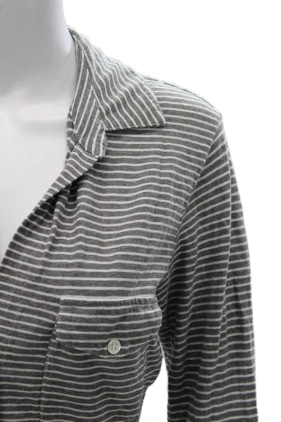Standard James Perse Women Striped Cotton Button-Up Blouse Gray Size 3