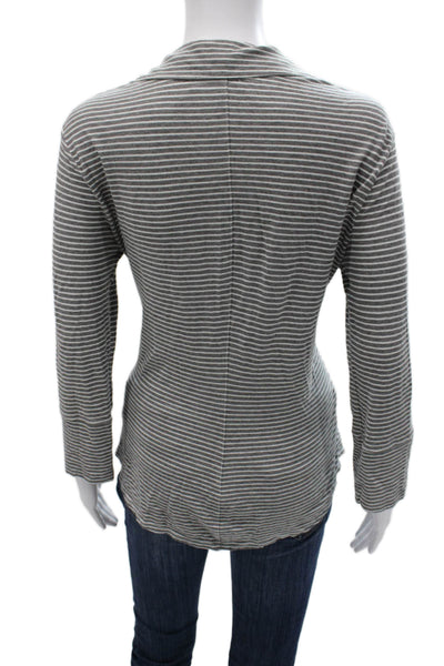 Standard James Perse Women Striped Cotton Button-Up Blouse Gray Size 3
