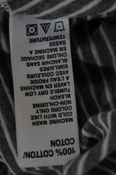 Standard James Perse Women Striped Cotton Button-Up Blouse Gray Size 3