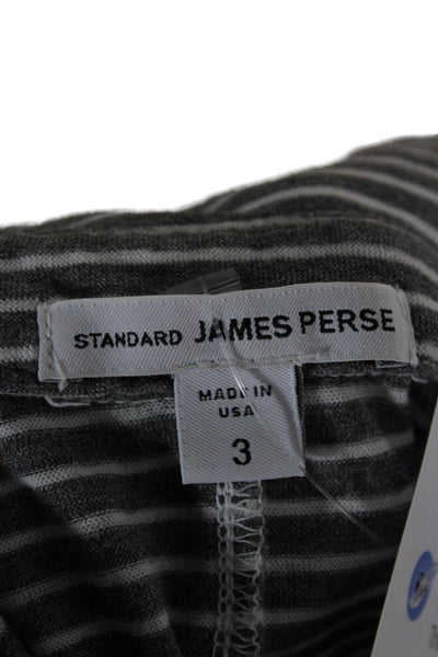 Standard James Perse Women Striped Cotton Button-Up Blouse Gray Size 3