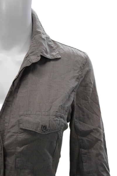 James Perse Womens Collared Striped Cotton Button-Up 3/4 Sleeve Gray Size 3
