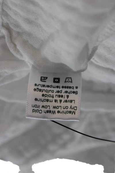 Stark Women Tunic Blouse White V-Neck 3/4 Sleeve 100% Cotton Size L