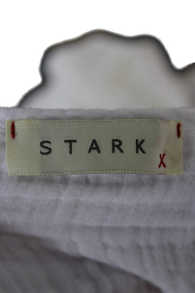 Stark Women Tunic Blouse White V-Neck 3/4 Sleeve 100% Cotton Size L