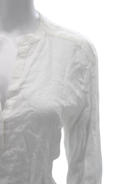 Standard James Perse Womens Linen V Neck 3/4 Sleeve Tunic White Pullover Size 3