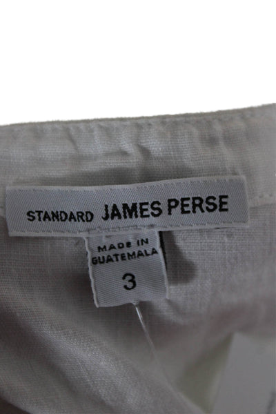 Standard James Perse Womens Linen V Neck 3/4 Sleeve Tunic White Pullover Size 3