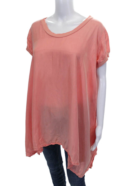 Pete & Greta Womens Pink Cupro Tunic Round Neck Short Sleeve Size S