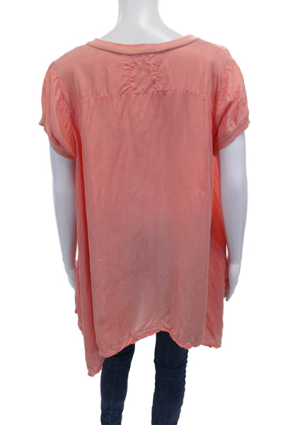 Pete & Greta Womens Pink Cupro Tunic Round Neck Short Sleeve Size S