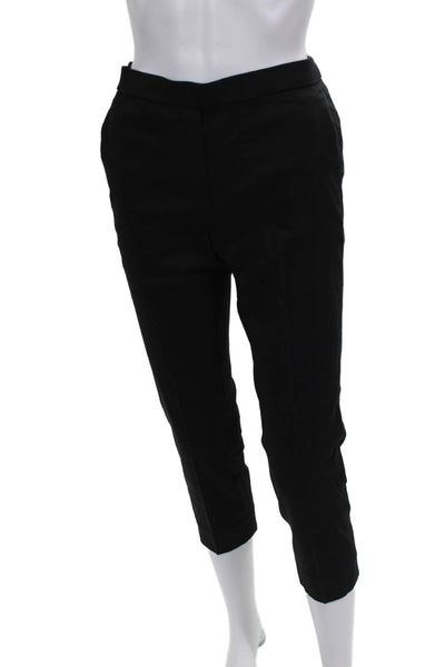 Theory Women Cropped Black Cotton Pants Pull On Size 0