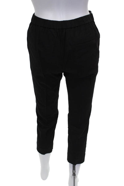 Theory Women Cropped Black Cotton Pants Pull On Size 0