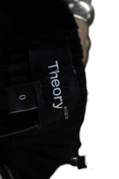 Theory Women Cropped Black Cotton Pants Pull On Size 0