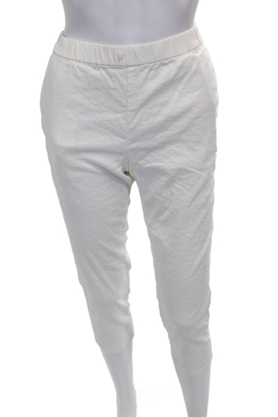 Theory Women Capri Pants White Cotton Pull On Petite Size S