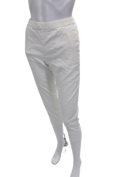Theory Women Capri Pants White Cotton Pull On Petite Size S