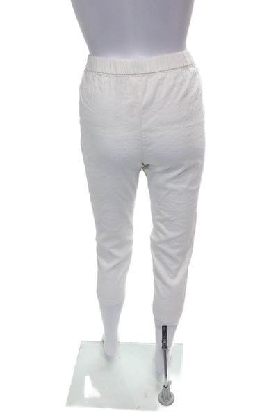 Theory Women Capri Pants White Cotton Pull On Petite Size S