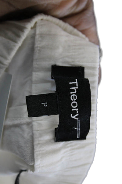Theory Women Capri Pants White Cotton Pull On Petite Size S