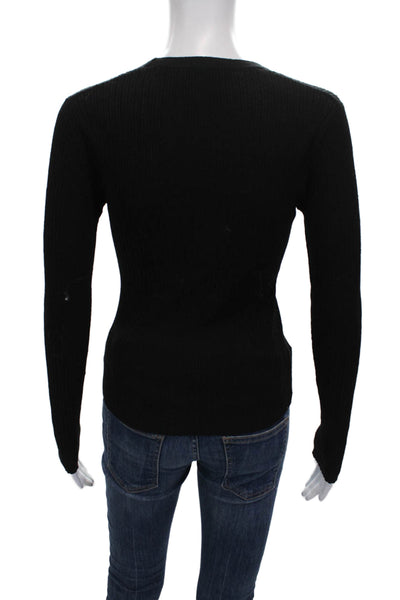 James Perse Women Black Viscose Scoop Neck Long Sleeve Basic T-Shirt Size 0