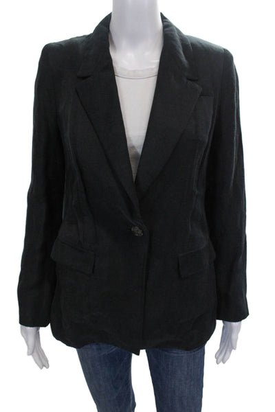 J Crew Womens Blazer Black Cotton Collared Button Long Sleeve Size 2