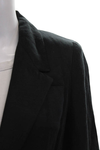 J Crew Womens Blazer Black Cotton Collared Button Long Sleeve Size 2