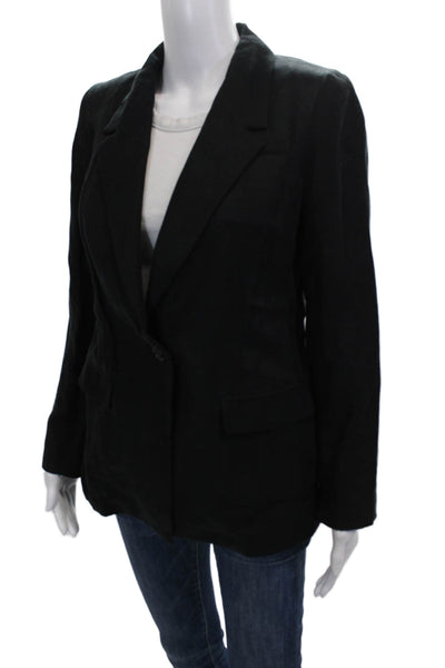 J Crew Womens Blazer Black Cotton Collared Button Long Sleeve Size 2